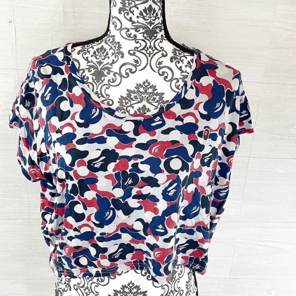 A Bathing Ape Bape Camo Logo Cropped High Low Top